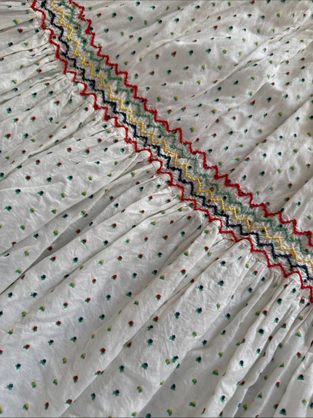 Doen White Eyelet Maxi Dress with Colorful Smocking - Picture 4 of 4